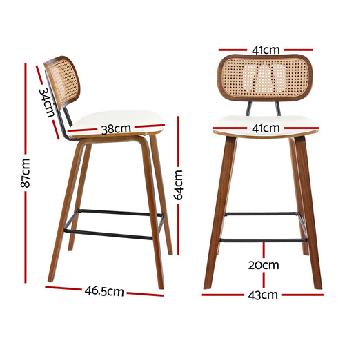 4x Artiss Bar Stools Kitchen Counter Rattan Chairs PU Leather Padding
