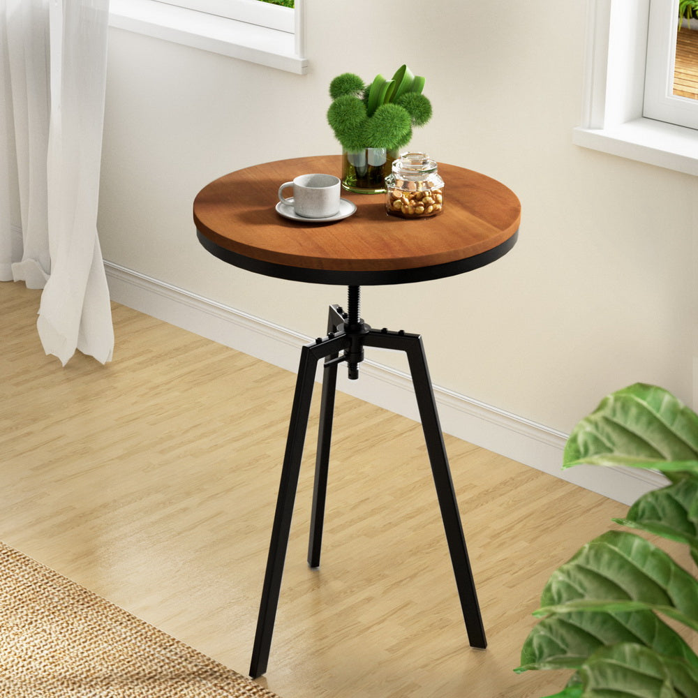Artiss Bar Table 67-86CM Height Round Brown