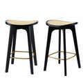 Artiss 2x Bar Stools Rattan Counter Kitchen Dinning Chair Bamboo Saddle Black