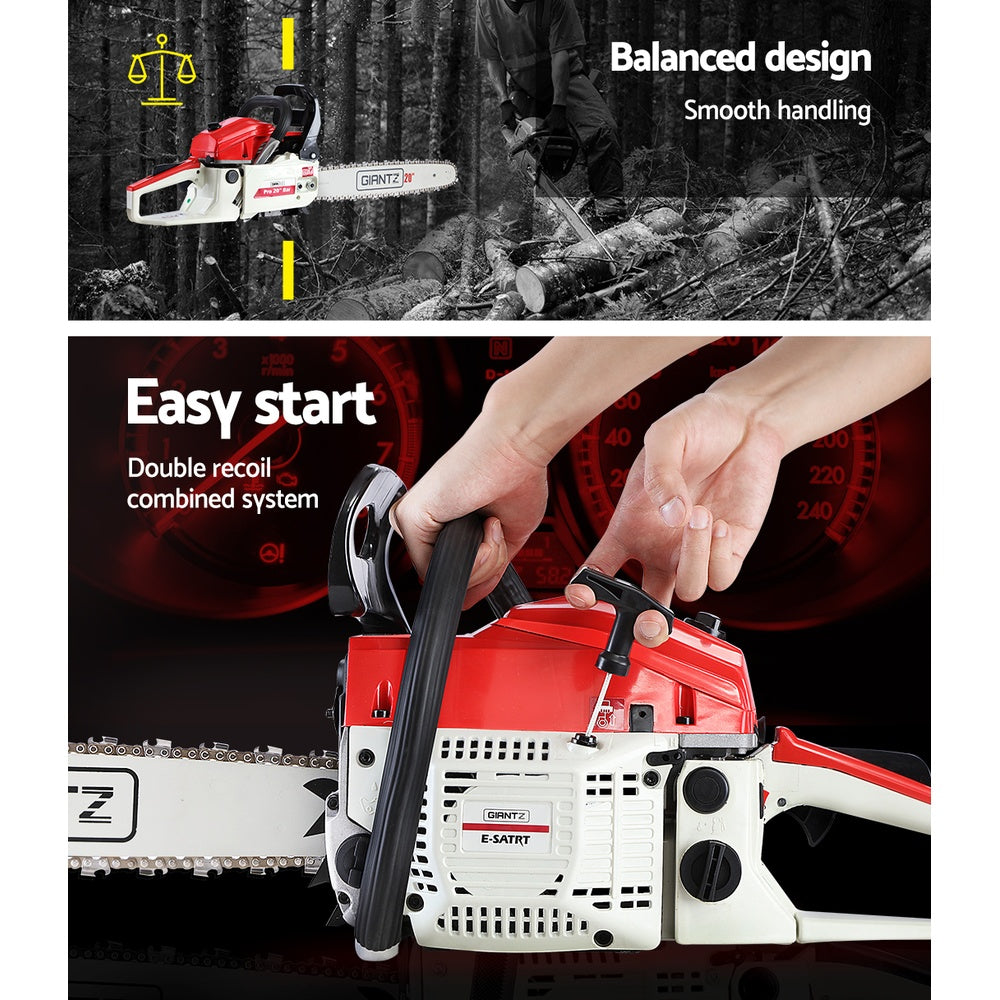 Giantz Chainsaw Petrol 45CC 20" Bar Commercial E-Start Pruning Chain Saw White,Giantz Chainsaw Petrol 45CC 20" Bar Commercial E-Start Pruning Chain Saw White