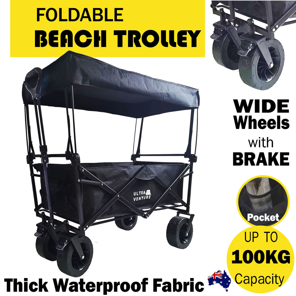 Collapsible Folding Outdoor Beach Trolley Utility Wagon Camp Cart 97 X 52 X 98Cm