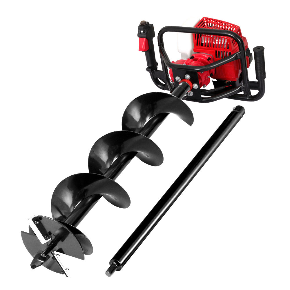 Giantz 63CC Post Hole Digger 200mm Petrol Drill Extension Auger Bits