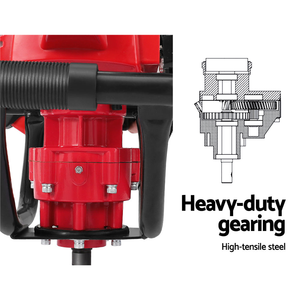 Giantz 63CC Post Hole Digger 200mm Petrol Drill Extension Auger Bits