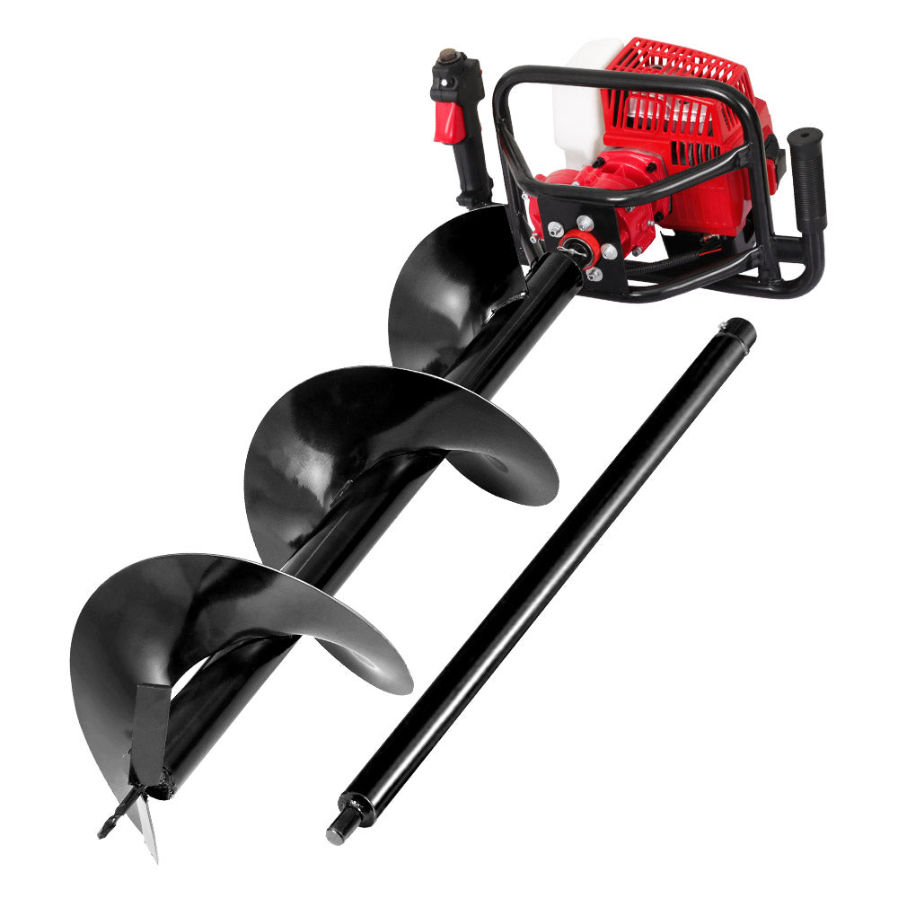 Giantz 63CC Post Hole Digger 300mm Petrol Drill Extension Auger Bits