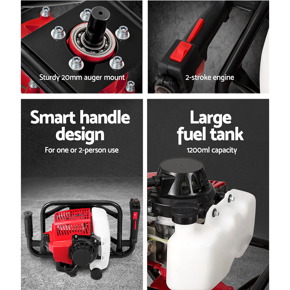 Giantz 63CC Post Hole Digger Motor Only Engine Petrol Red