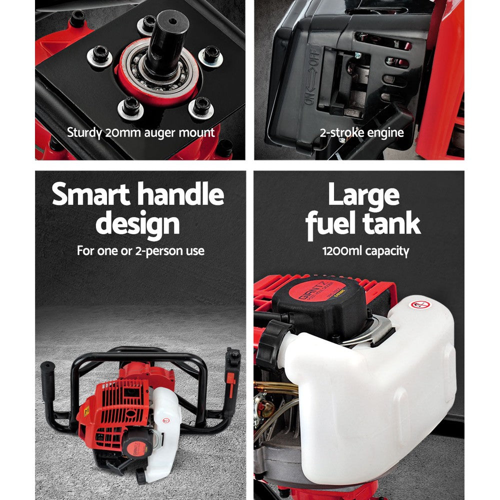 Giantz 65CC Post Hole Digger Motor Only Petrol Engine Red