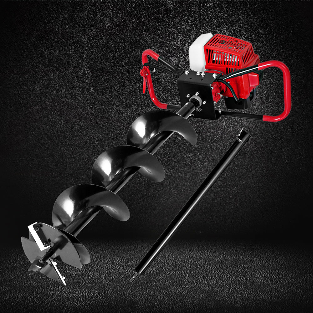 Giantz 63CC Post Hole Digger 200mm Petrol Drill Extension Auger Bits