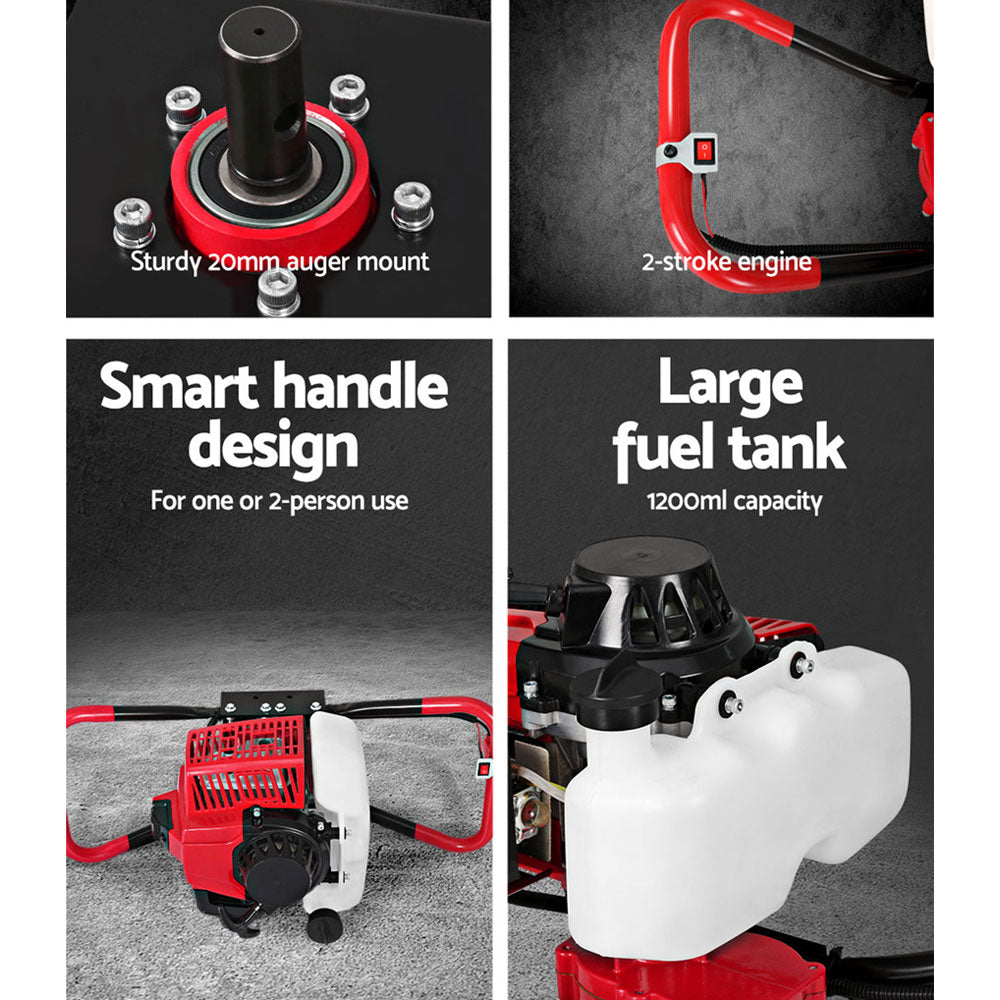Giantz 63CC Petrol Post Hole Digger Motor Only Engine Red