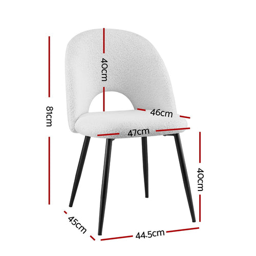 1 Set of 2 Artiss Dining Chair Boucle Sherpa
