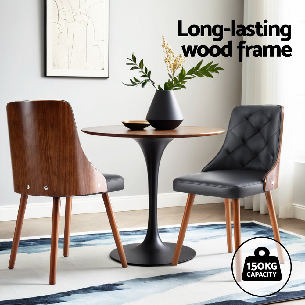 1 Set of 4 Artiss Dining Chairs Black PU