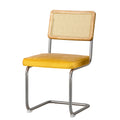 Artiss Dining Chairs Set of 2 Velvet Rattan Cantilever Yellow