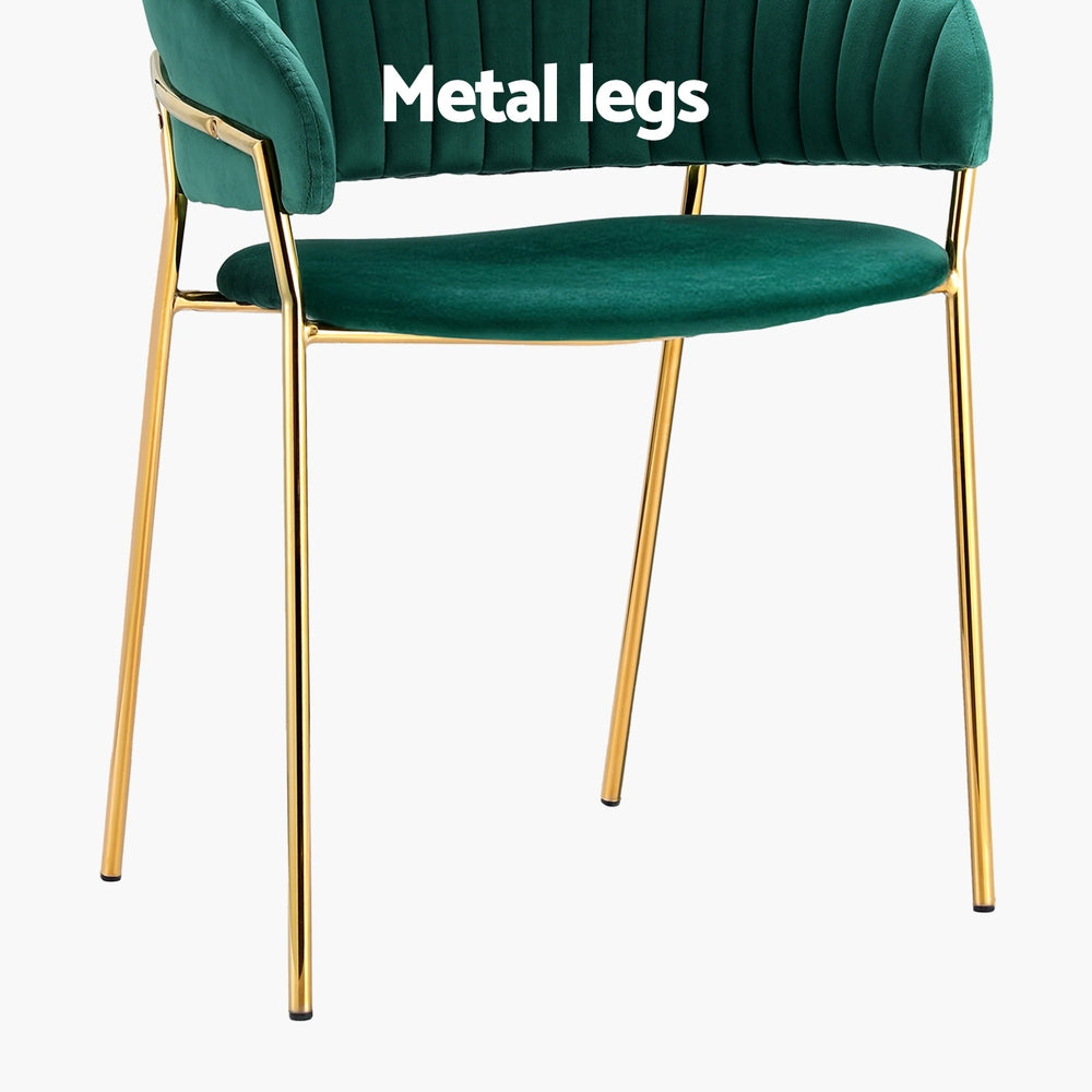 Artiss Dining Chairs Set of 4 Velvet Hollow Armchair Green