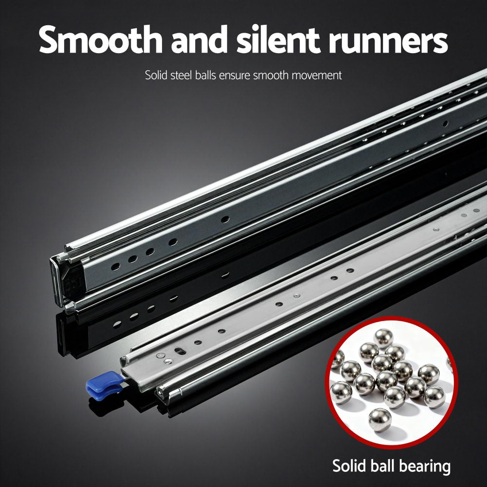 Giantz 2x Drawer Slides Full Extension Locking 227kg 1321-2642mm Length