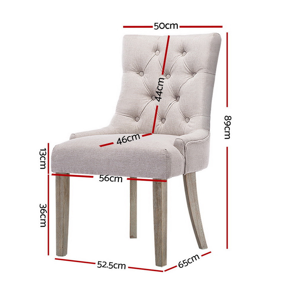 Artiss Dining Chairs Set of 4 Linen French Provincial Beige