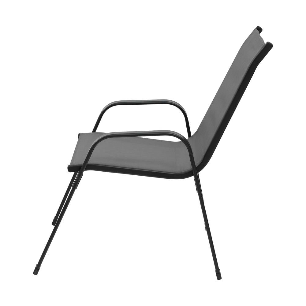 Gardeon 2PC Outdoor Dining Chairs Stackable Lounge Chair Patio Furniture Grey