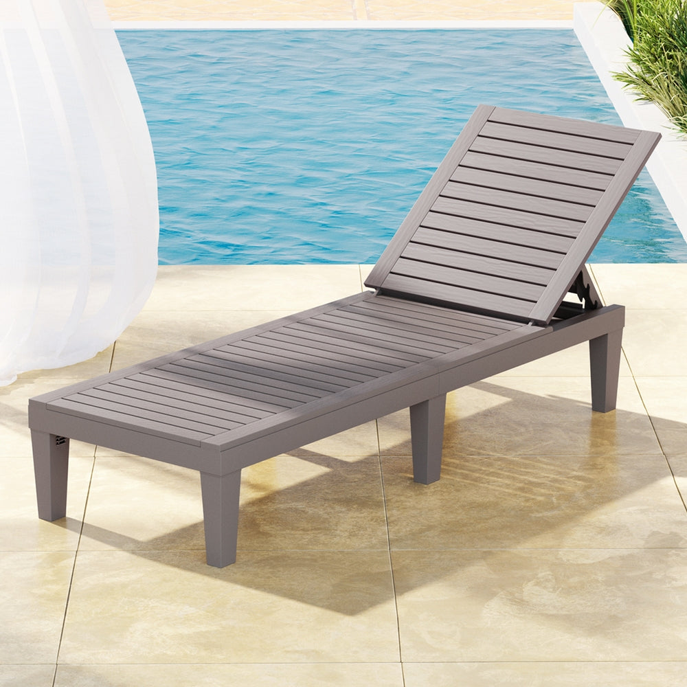 Gardeon Sun Lounge Adjustable Recliner Patio Outdoor Furniture Lightweight Grey