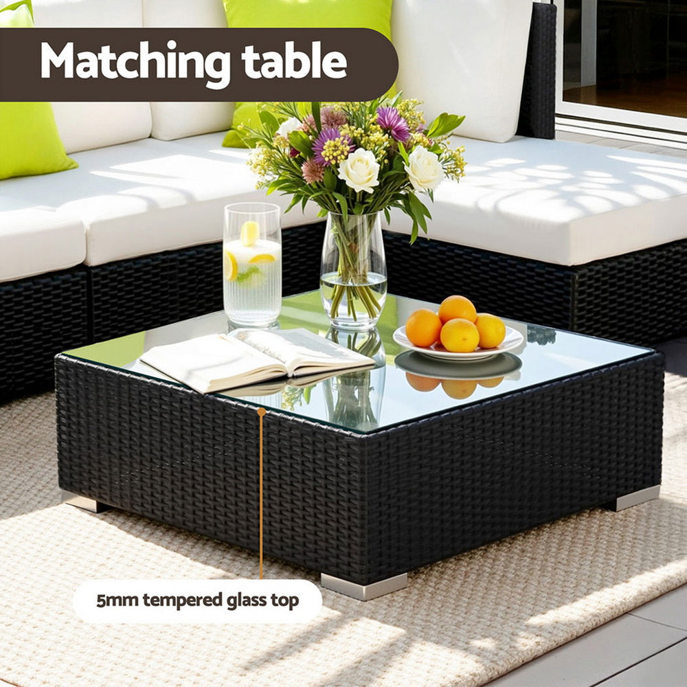 Gardeon 5-Piece Outdoor Sofa Set Wicker Couch Lounge Setting Cover