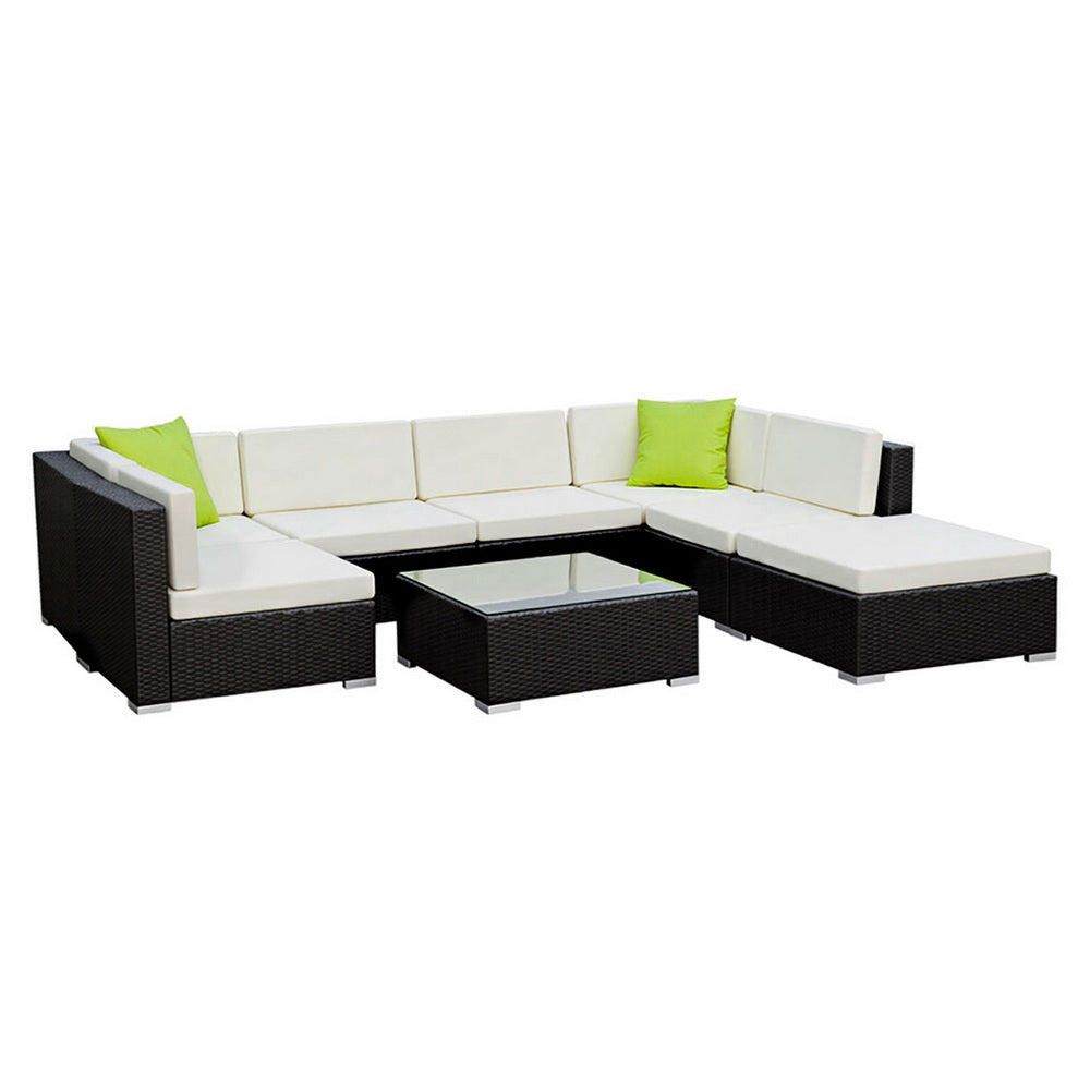 Gardeon 8-Piece Outdoor Sofa Set Wicker Couch Lounge Setting Cover