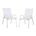 Gardeon 2PC Outdoor Dining Chairs Stackable Lounge Chair Patio Furniture White