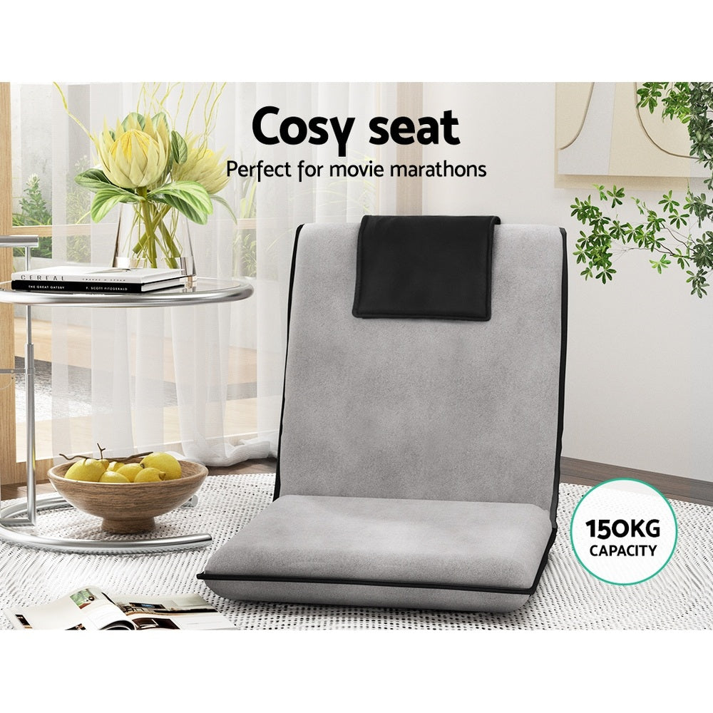 Artiss 4X Floor Lounge Sofa Bed Floor Cushion Velvet Grey