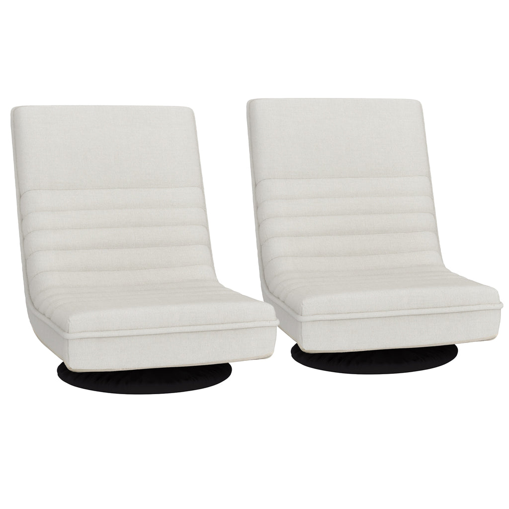Artiss 2XFloor Chair Lounge Sofa Swivel Foldable Linen White