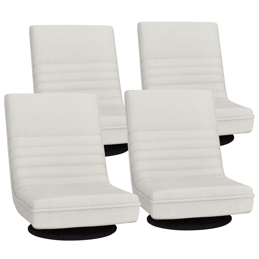 Artiss 4XFloor Chair Lounge Sofa Swivel Foldable Linen White