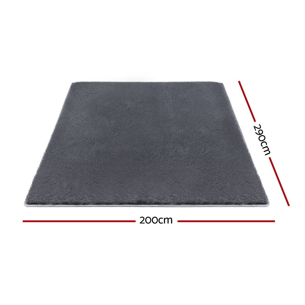 Artiss Floor Rug 200x290cm Plush Area Shaggy Rug Living Room Bedroom Carpet Grey