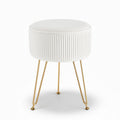Artiss Ottoman Foot Stool Vanity Velvet Round White