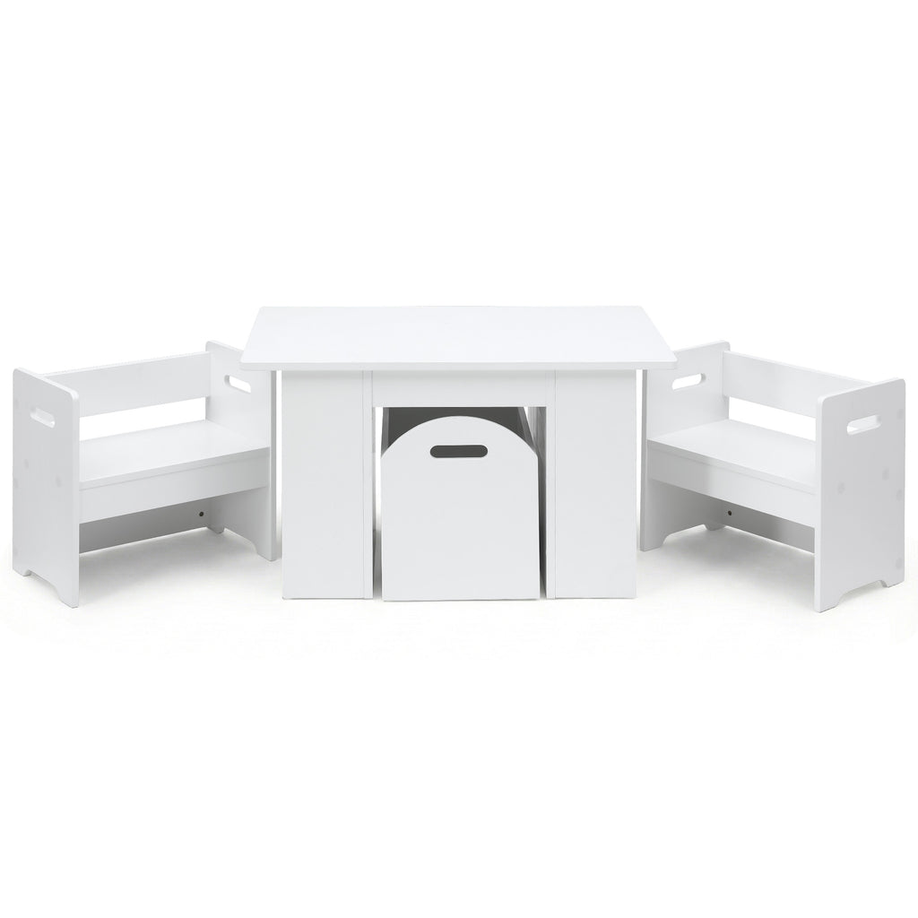 Keezi 3PCS Kids Table and Chairs Set Storage Toys Play Activity Desk