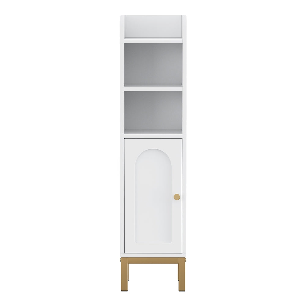 Artiss Bathroom Storage Cabinet Floor Organizer Toilet Corner Adjustable Shelf with Door White
