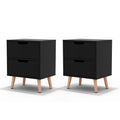 Artiss 2 x Bedside Table 2 Drawers - BODEN Black