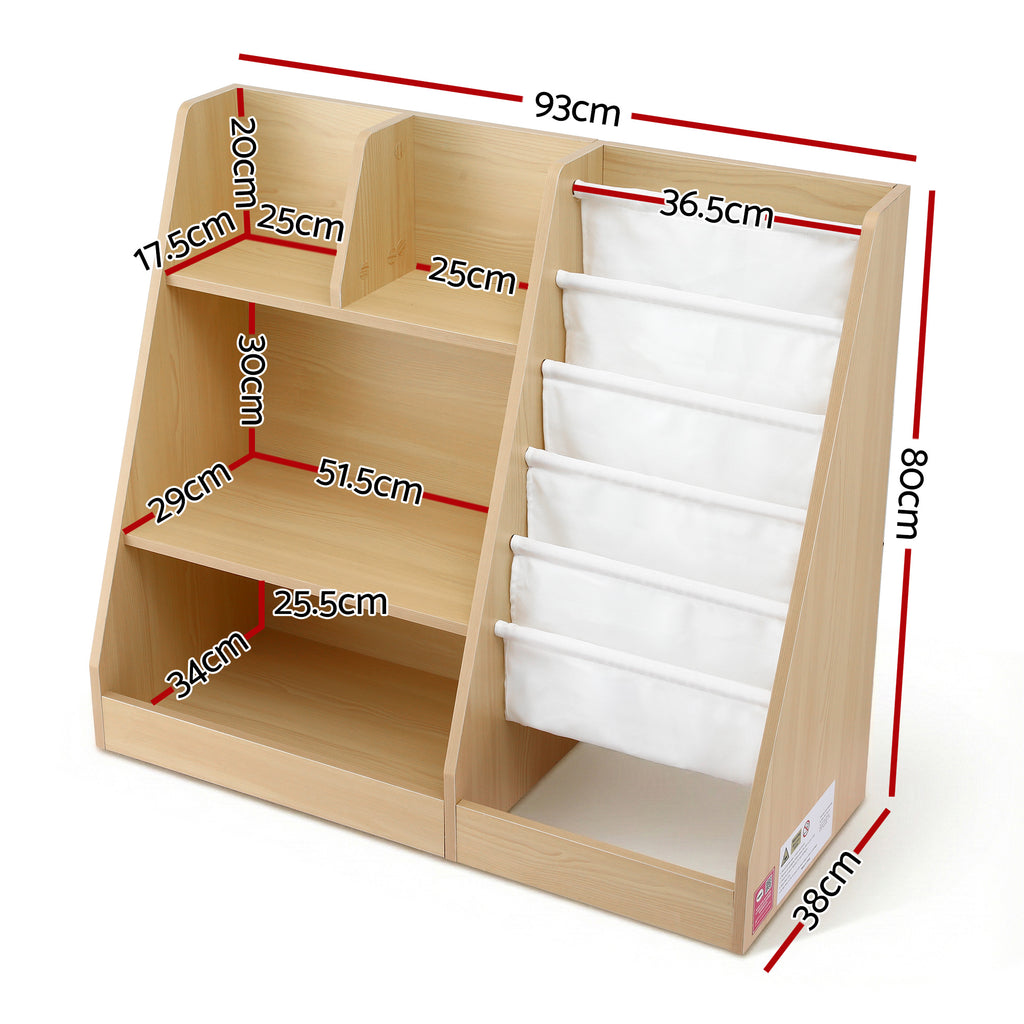 Keezi Kids Bookshelf Wood Bookcase Children Storage Rack Display Shelves Holder
