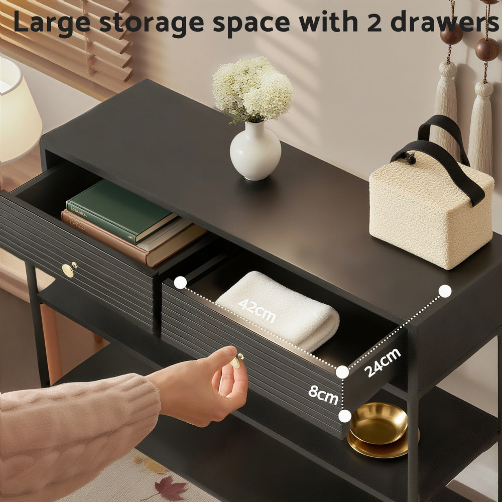 Artiss Console Table 3-Tier Black