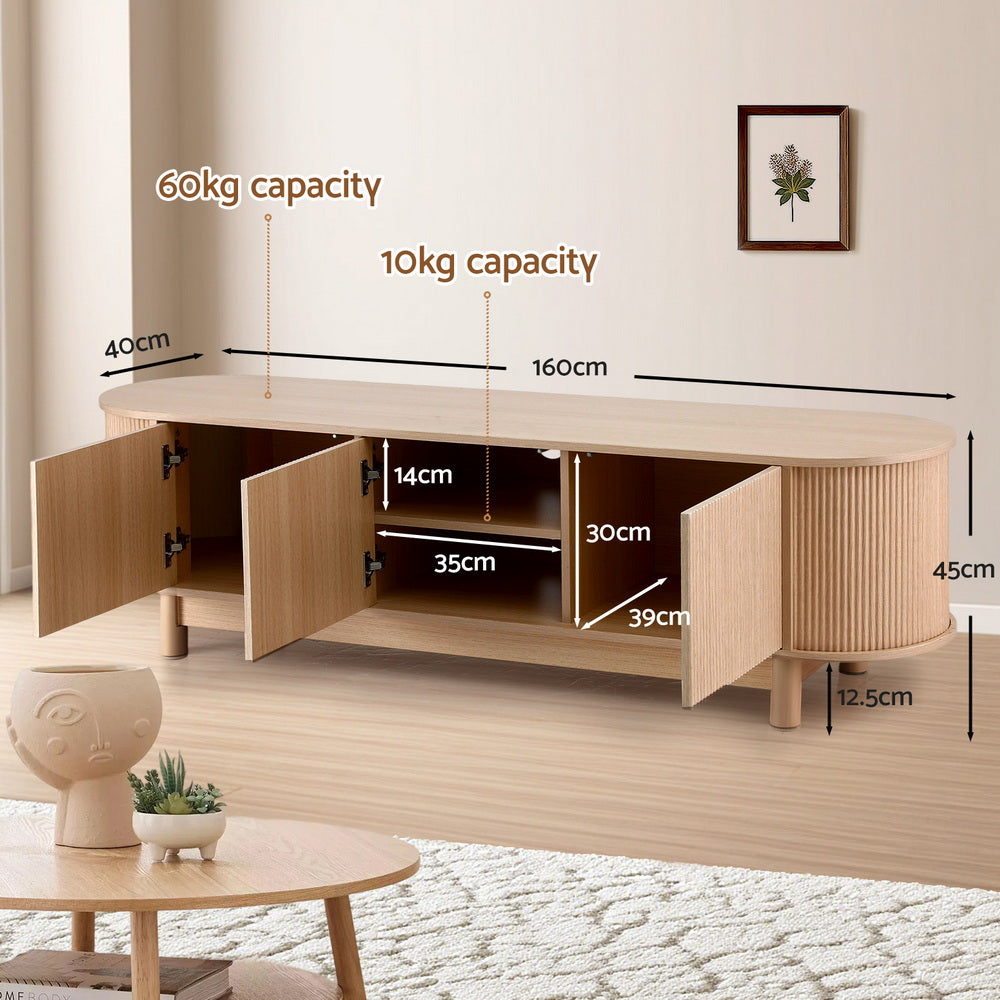 Artiss TV Unit Entertainment Unit Storage Cabinet 160cm Pine
