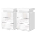 Artiss 2X Bedside Table LED 3 Drawers - COLEY White