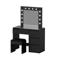 Artiss Dressing Table Set Stool 12 Led Bulbs Black