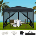 Instahut Gazebo Pop Up Marquee 3x3m Wedding Party Outdoor Camping Tent Canopy Shade Mesh Wall Black