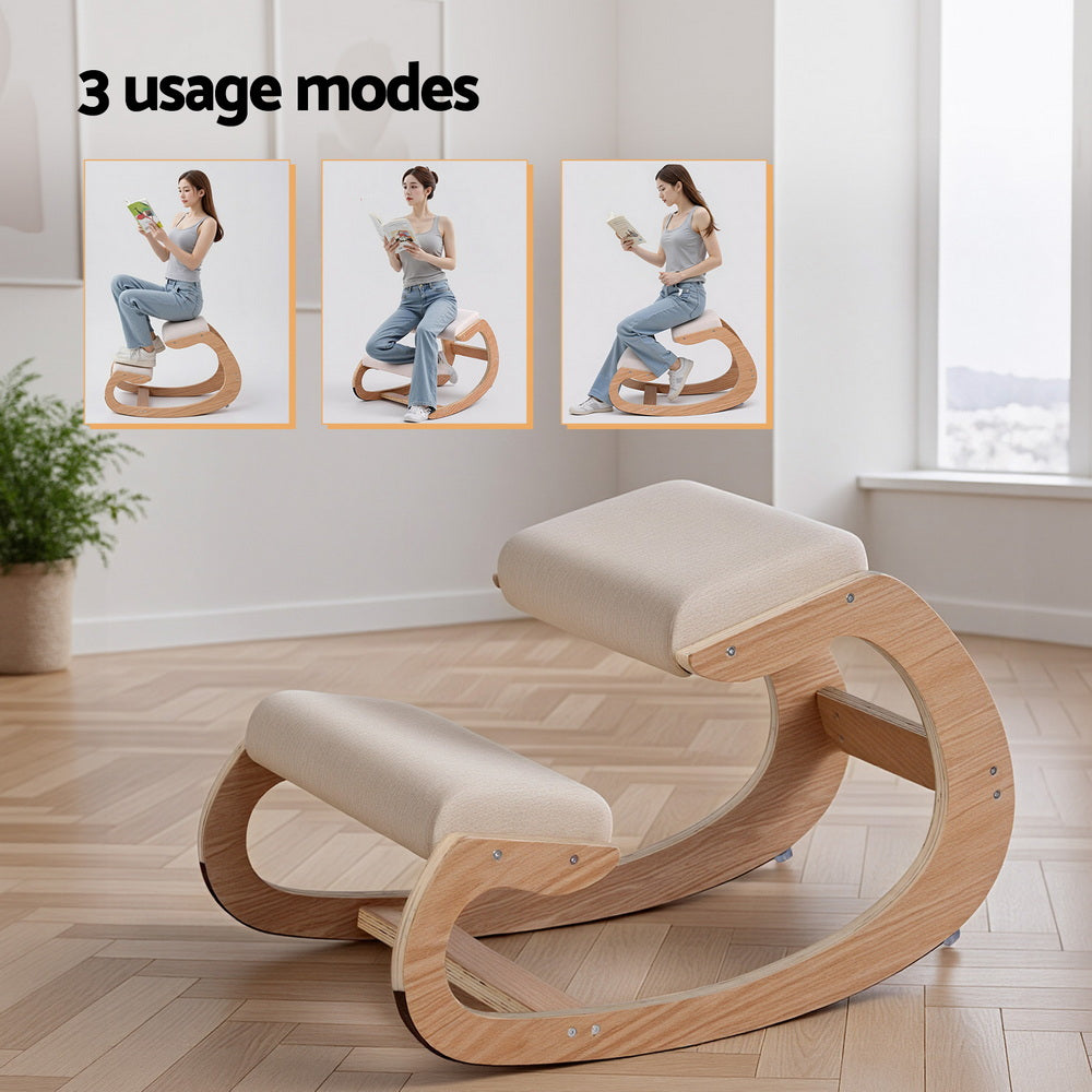 Artiss Kneeling Chair Ergonomic Posture Chair with Memory Foam Balance Stool for Home Office Gaming 120kg Weight Capacity Beige