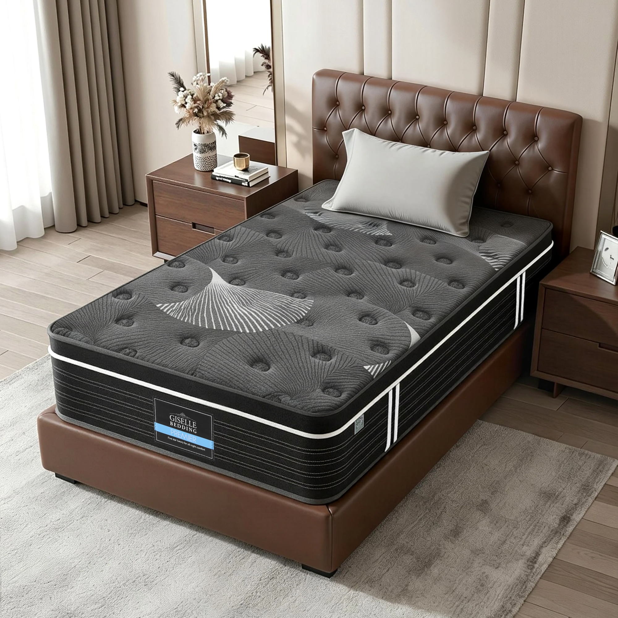 Giselle Bedding 35cm Mattress Graphene Memory Foam Medium Firm Euro Top Mattresses Single