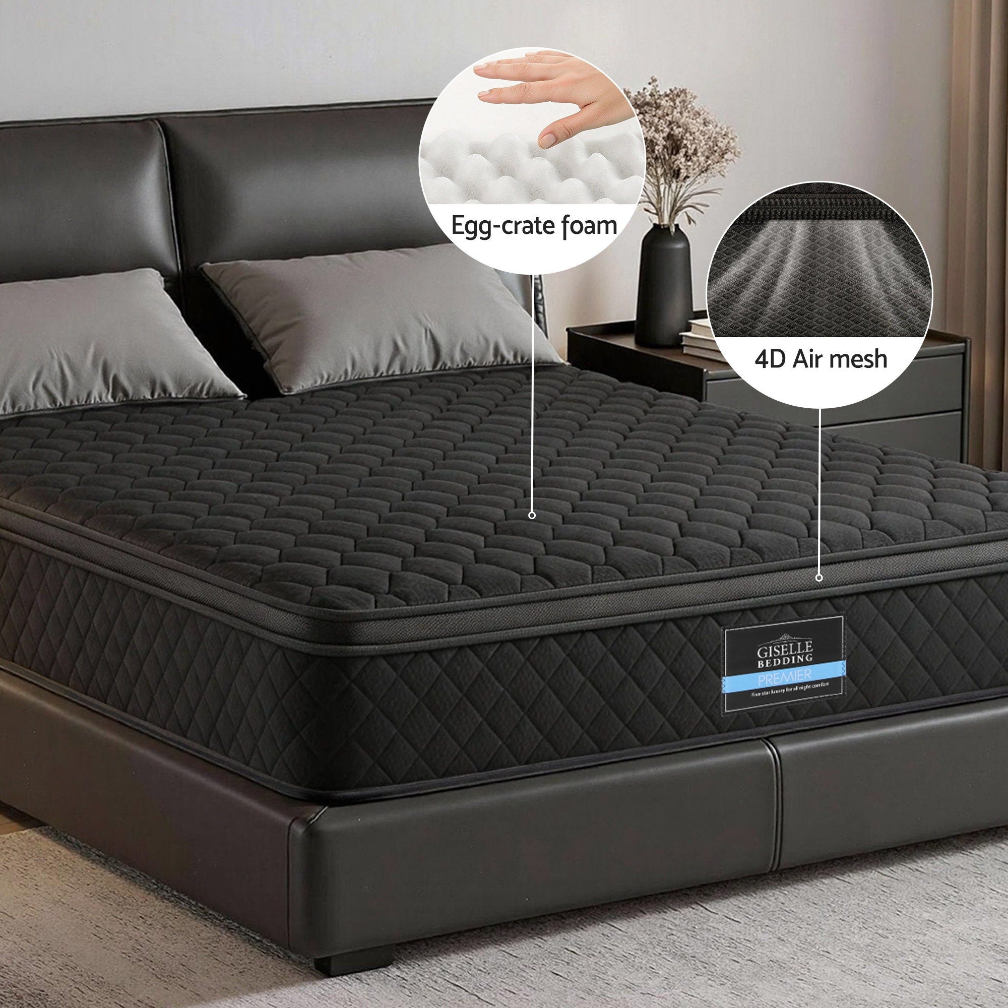 Giselle Bedding Mattress 34cm 5-Zone Pocket Spring Egg-crate Memory Foam King