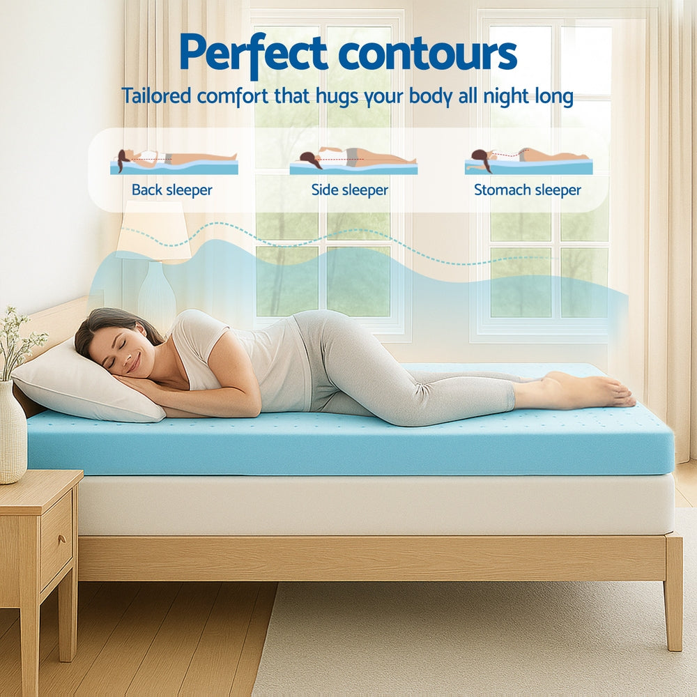 Giselle 12cm Memory Foam Mattress Topper Ventilated Cool Gel Bamboo Cover Single