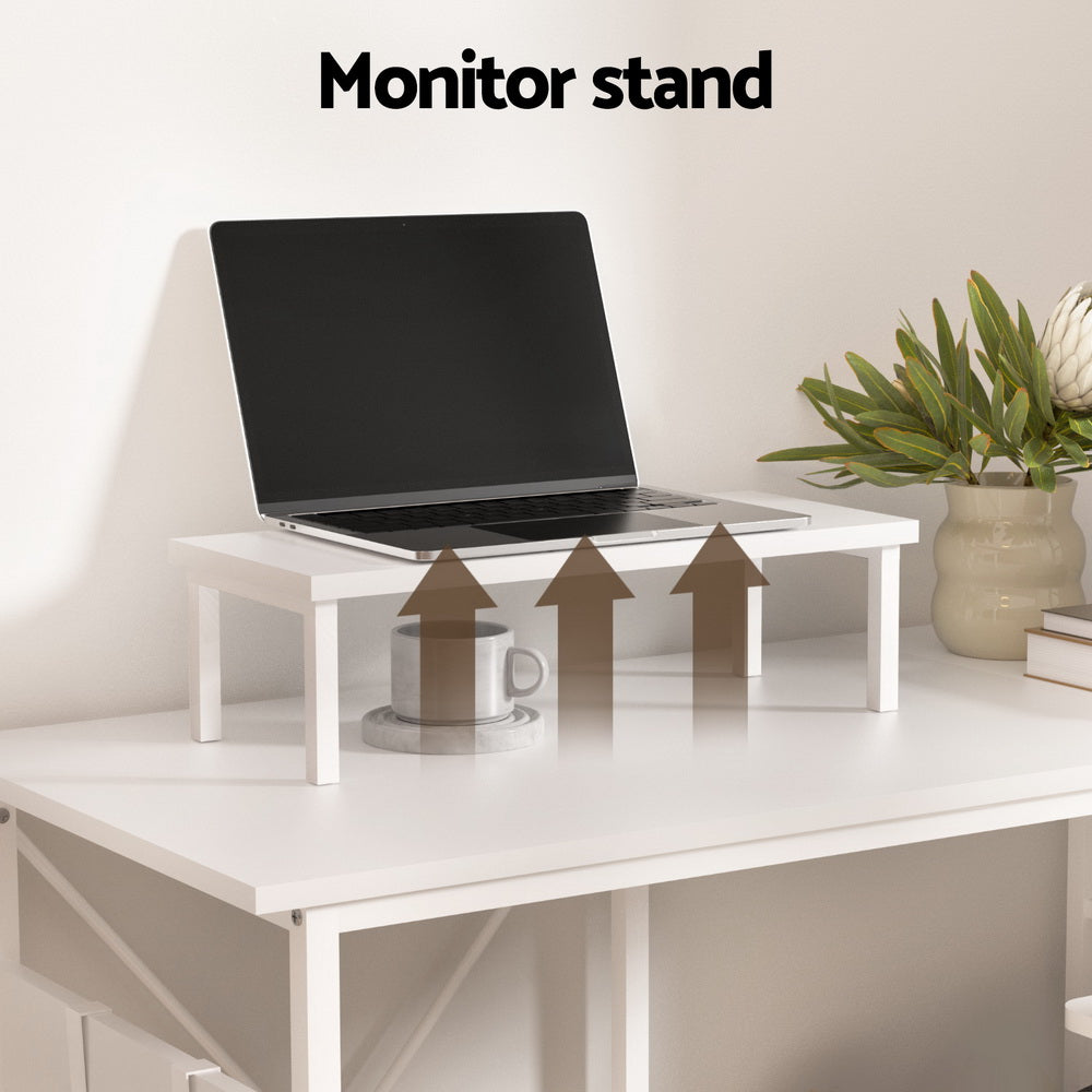 Artiss Computer Desk L-Shape Home Office Study Table Open Shelves White 100CM