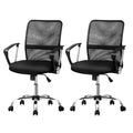 Artiss 2x Mesh Office Chair Mid Back Black
