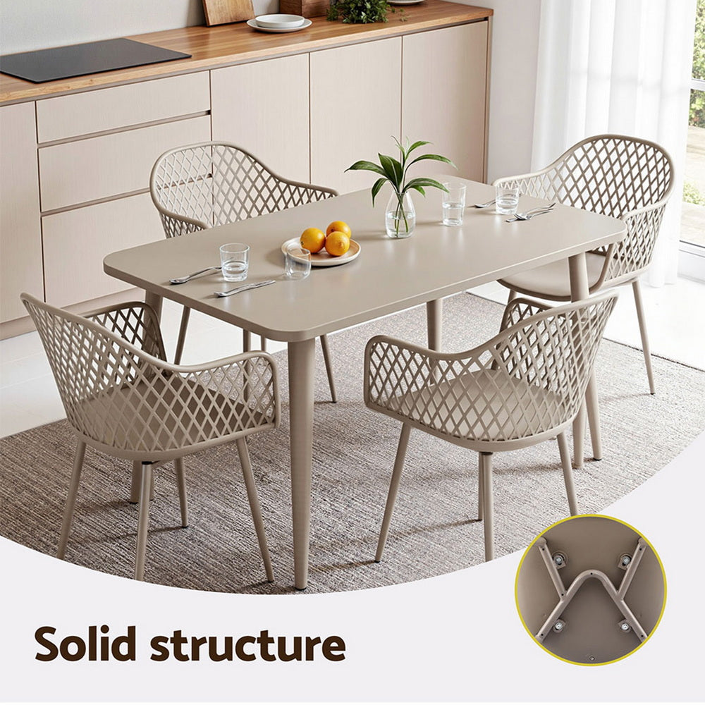 Gardeon 4PC Outdoor Dining Chairs PP Lounge Chair Patio Furniture Garden Coffee