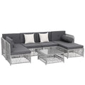 Gardeon 6 Seater Outdoor Sofa Set 7PCS Table Chair Set Garden Rattan Patio Furniture