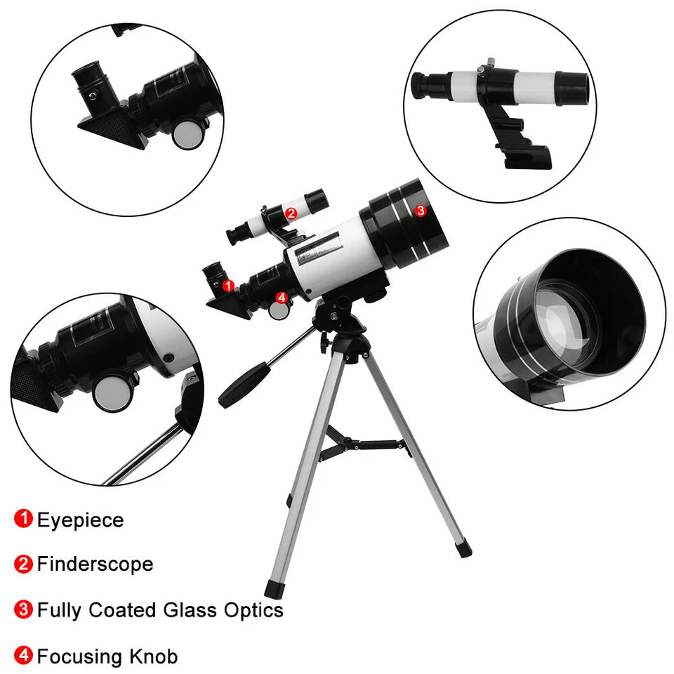 Astronomical Telescope with Tripod 150X Zoom HD Outdoor Monocular 70Mm Aperture
