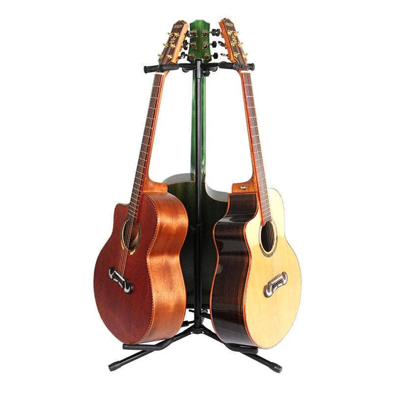 Guitar Stand 3 Head Folding Acoustic Bass Electric Foldable Double Self Locking