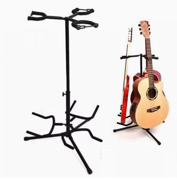 Guitar Stand 3 Head Folding Acoustic Bass Electric Foldable Double Self Locking