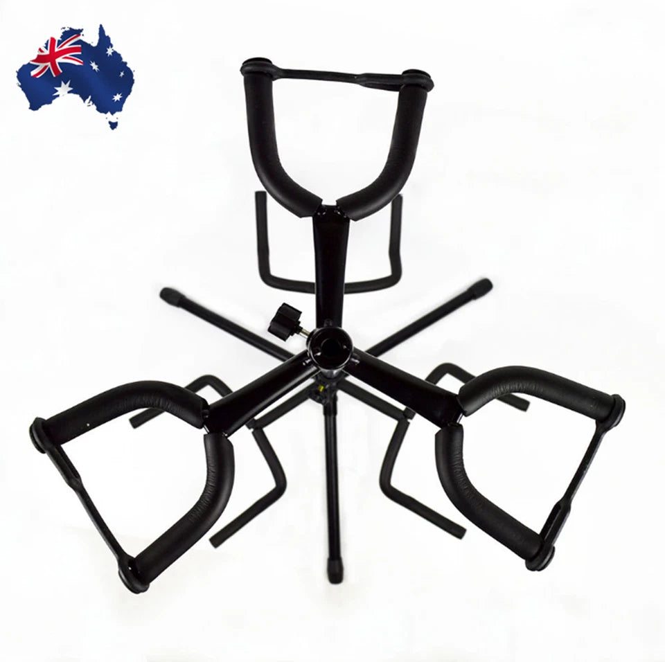 Guitar Stand 3 Head Folding Acoustic Bass Electric Foldable Double Self Locking