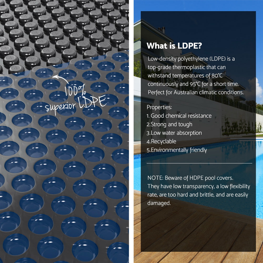 Aqua Buddy Pool Cover 600 Micron 6.5x3m w/ Roller 5.55m Black Solar Blanket